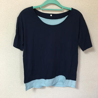 レディース重ね着風Tシャツ  Lサイズ(Tシャツ(半袖/袖なし))