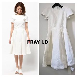 フレイアイディー(FRAY I.D)のFRAY I.D ホワイトデニムワンピース(ひざ丈ワンピース)