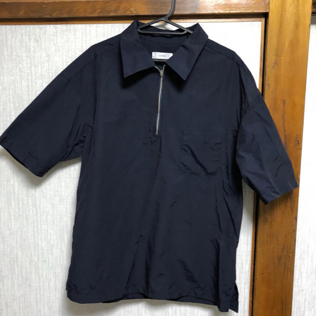 LIDNM リドム リングジップハーフスリーブシャツ【ネイビー】L リングジップハーフスリーブシャツ【ネイビー】