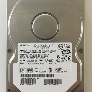 ヒタチ(日立)の3.5HDD　hitachi 80GB(PCパーツ)