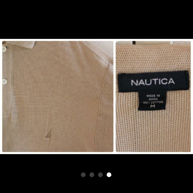 NAUTICA(ノーティカ)の【最終値】US ノーティカ beige メッシュ 半袖 ポロシャツ M メンズのトップス(ポロシャツ)の商品写真