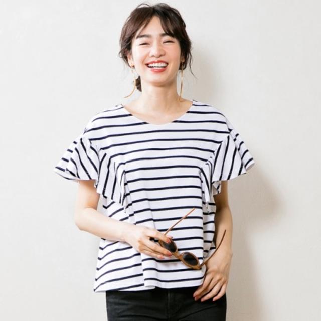 Demi-Luxe BEAMS - sono ソーノ ボーダードロップフリルプルオーバー 完売品