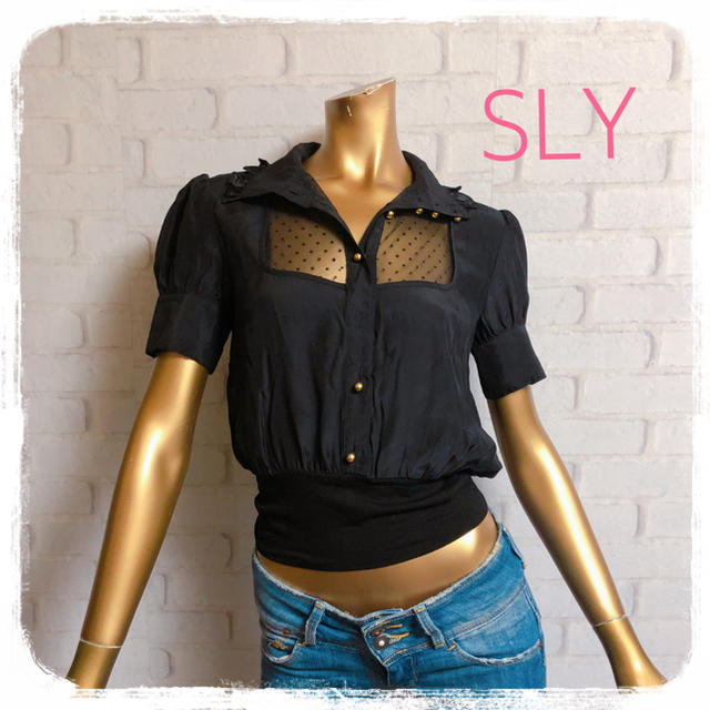 SLY(スライ)の④④ SLY ♥️ サテン メッシュ トップス レディースのトップス(シャツ/ブラウス(半袖/袖なし))の商品写真
