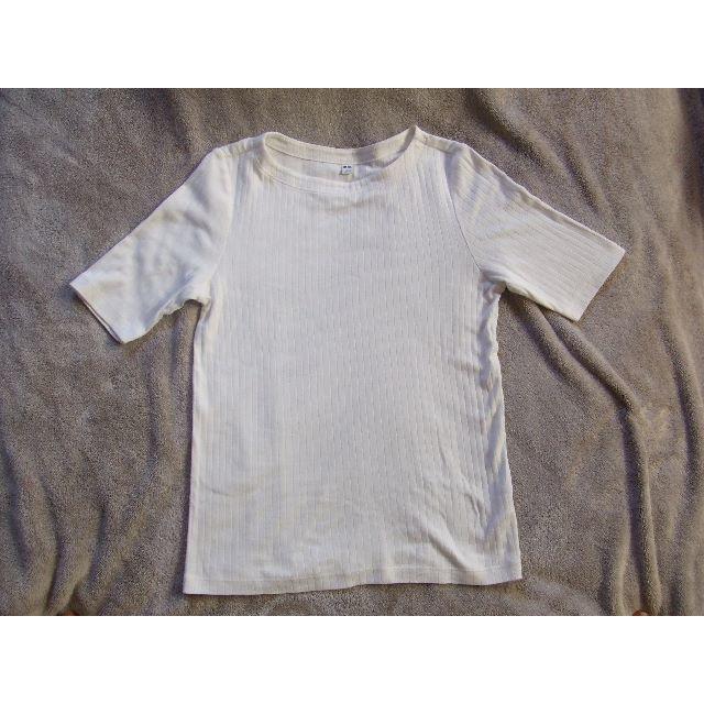 UNIQLO(ユニクロ)のリブボートネックＴシャツ（五分袖） レディースのトップス(Tシャツ(長袖/七分))の商品写真