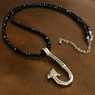 ステンレス製 釣りネックレス × ブラッククリスタル ネックレス(ネックレス)