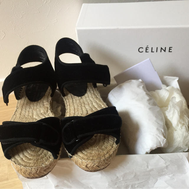 セリーヌ  CELINE サンダル エスパドリーユ ベロア