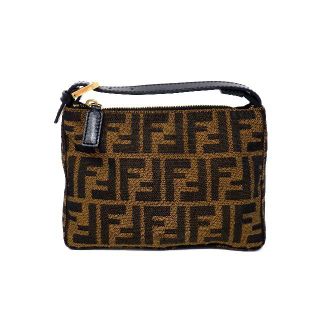 フェンディ(FENDI)の【フェンディ】　8N0001　ズッカ柄　ポーチ　ブラウン(ハンドバッグ)