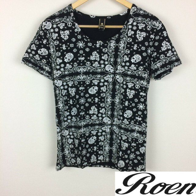 Roen(ロエン)の美品 Roen ロエン 半袖カットソー ブラック サイズL メンズのトップス(Tシャツ/カットソー(半袖/袖なし))の商品写真