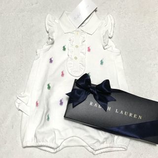 ラルフローレン(Ralph Lauren)の大人気♡新品✨マルチポニー フリル ショートオール 3M/60(ロンパース)