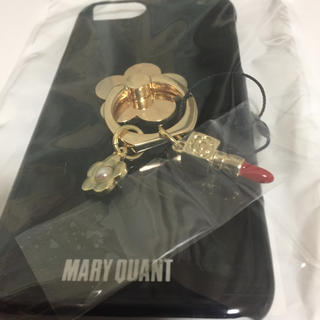 マリークワント(MARY QUANT)のマリークワント新品スマホハードケースリング付きリップiPhone7黒(iPhoneケース)
