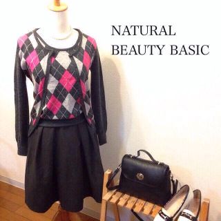 ナチュラルビューティーベーシック(NATURAL BEAUTY BASIC)のアーガイル柄 アンサンブルカーディガン(カーディガン)