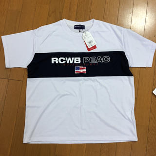 ロデオクラウンズワイドボウル(RODEO CROWNS WIDE BOWL)のロデオ PEACコラボT ホワイト✖︎ネイビー 新品 セール 最終価格(Tシャツ(半袖/袖なし))