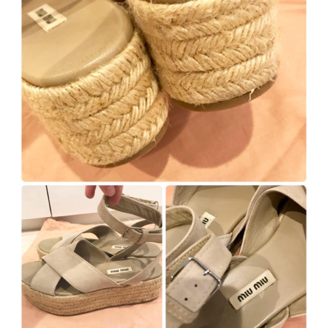 miumiu(ミュウミュウ)のmiumiuエスパドリーユ 厚底クロスストラップサンダル セリーヌ マルニ レディースの靴/シューズ(サンダル)の商品写真