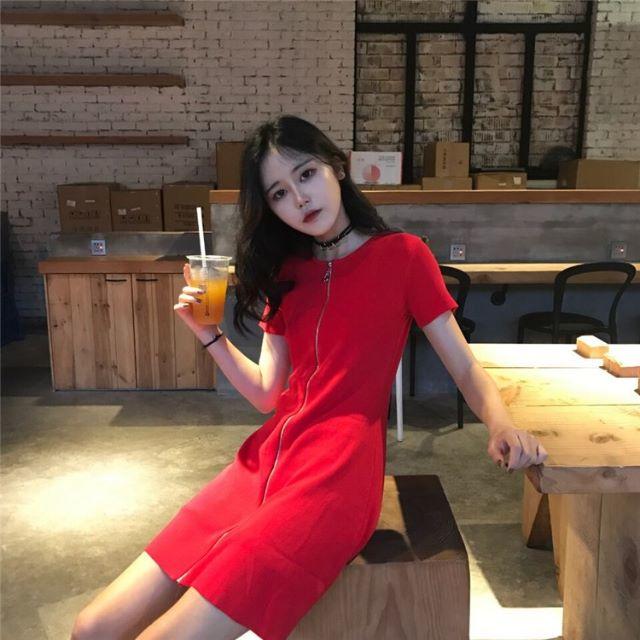 春夏❤半袖 赤いミニワンピース M~L相当 春夏❤半袖 赤いミニワンピース M~L相当