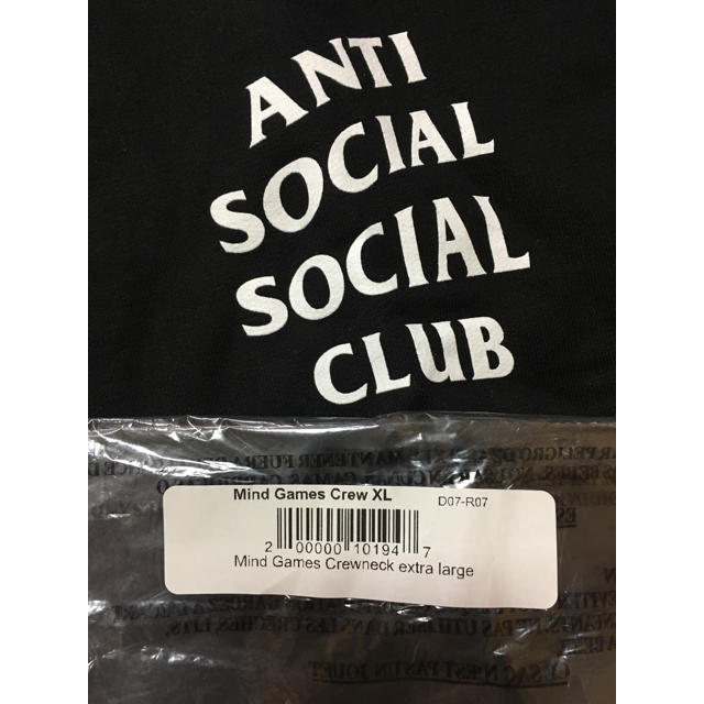 ANTI(アンチ)のanti socia social club トレーナー 正規店購入 XL メンズのトップス(スウェット)の商品写真