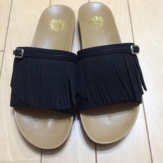 lily様専用 フリンジサンダル  黒(サンダル)