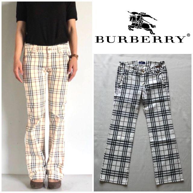 BURBERRY - 状態良好 バーバリー ホースロゴ刺繍 ノバチェックパンツ