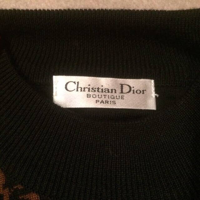 Christian Dior(クリスチャンディオール)のDiorロゴプリントブラックニット レディースのトップス(ニット/セーター)の商品写真