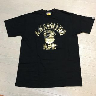 アベイシングエイプ(A BATHING APE)のA BATHING APE ロゴTシャツ 黒金ブラック×ゴールド M(Tシャツ/カットソー(半袖/袖なし))