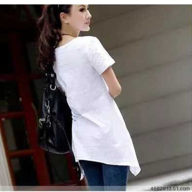 SALE☆大きいサイズ レディース Tシャツ チュニック ロング丈 レディースのトップス(Tシャツ(半袖/袖なし))の商品写真