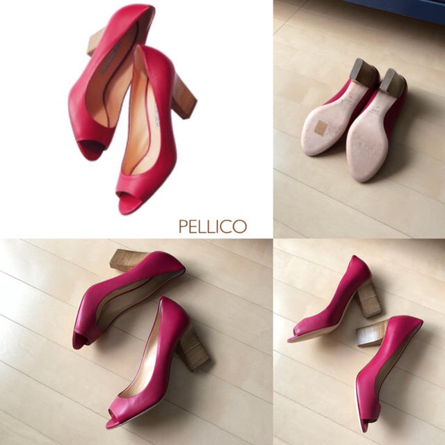 新品⭐️定価49680円、PELLICO／ペリーコ／オープントゥパンプス羊革底材