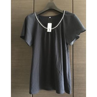 ディーエイチシー(DHC)のシフォン使いカットソー🌟ネイビー🌟M🌟新品(カットソー(半袖/袖なし))