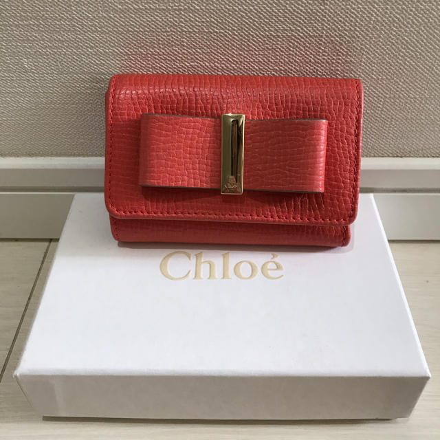 美品☆Chloe☆リボン三つ折り財布レザーボウ - 財布