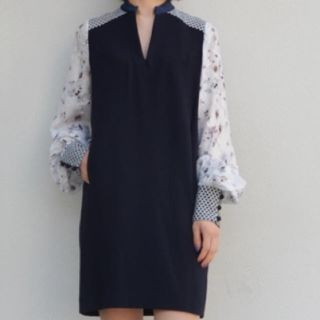 mame マメ チェリーブロッサム ワンピース ドレス 桜 ネイビー