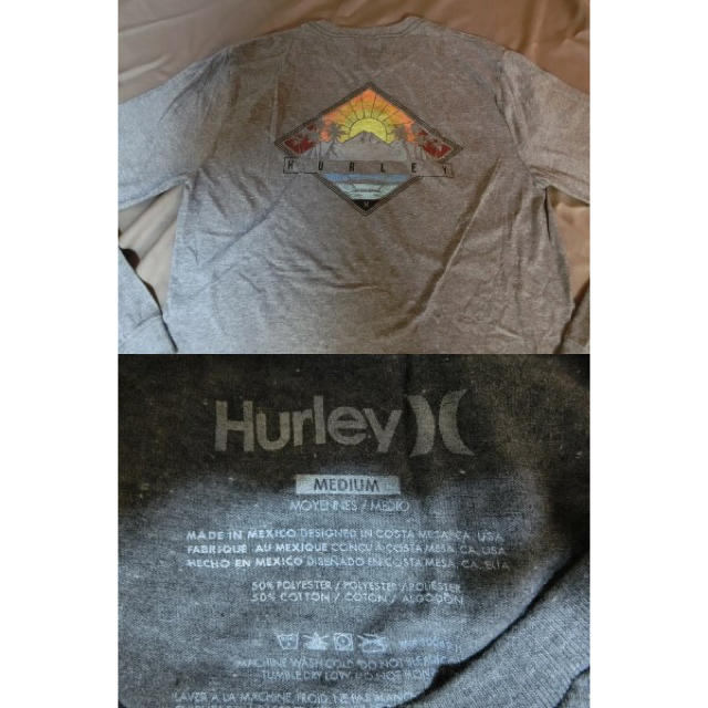 Hurley(ハーレー)のハーレー海岸線夕暮れ胸バックプリント入り ロングT US M灰 メンズのトップス(Tシャツ/カットソー(七分/長袖))の商品写真