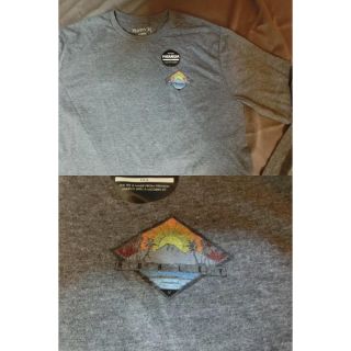 ハーレー(Hurley)のハーレー海岸線夕暮れ胸バックプリント入り ロングT US M灰(Tシャツ/カットソー(七分/長袖))