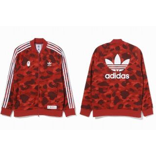 BAPE×adidas レッド 上下セット XL