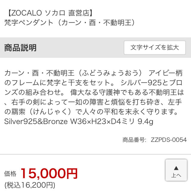 ZOCALO(ソカロ)の売り切り値下げ ZOCALO ペンダントトップ 鳥 酉年 不動明王 カーン 梵字 レディースのアクセサリー(ネックレス)の商品写真