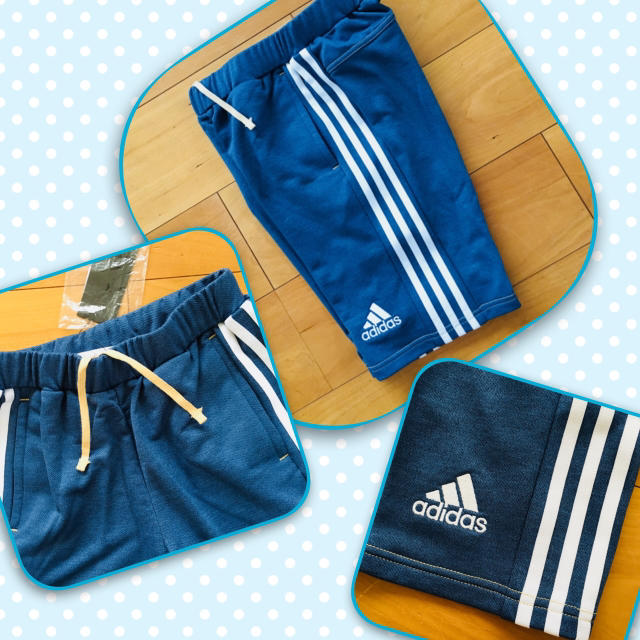 adidas(アディダス)の新品 アディダス デニム風 ハーフパンツ 130 キッズ/ベビー/マタニティのキッズ服女の子用(90cm~)(パンツ/スパッツ)の商品写真