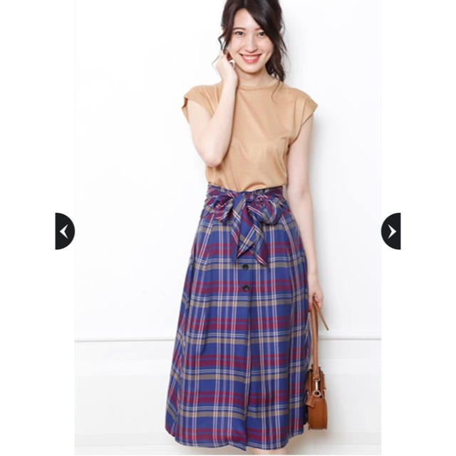 JUSGLITTY(ジャスグリッティー)の前結びチェックAラインスカート レディースのスカート(ひざ丈スカート)の商品写真