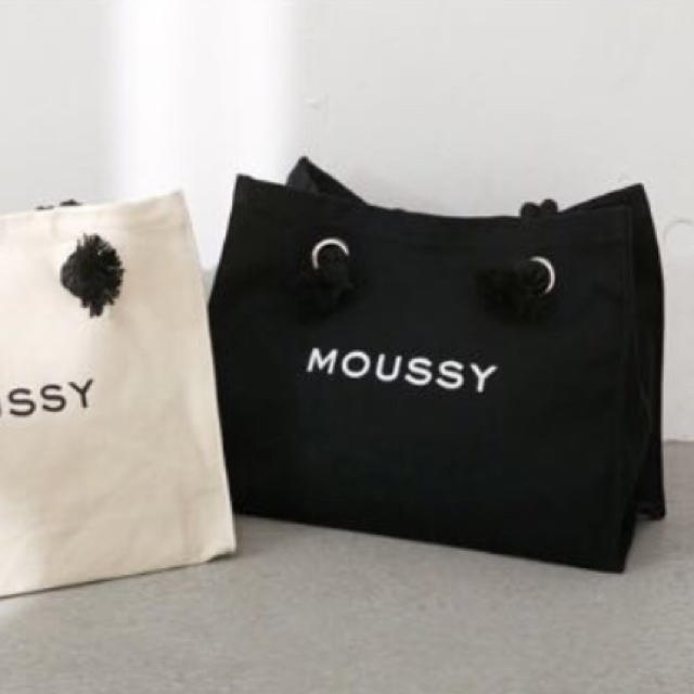 moussy(マウジー)の人気完売黒♡MOUSSYキャンバストートバッグ♡ショッパー型トートバック♡新品 レディースのバッグ(トートバッグ)の商品写真