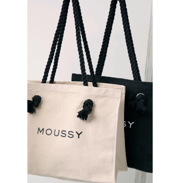 moussy(マウジー)の人気完売黒♡MOUSSYキャンバストートバッグ♡ショッパー型トートバック♡新品 レディースのバッグ(トートバッグ)の商品写真