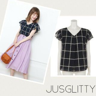 ジャスグリッティー(JUSGLITTY)の【新品】JUSGLITTY ☆ チェックラッフルブラウス(シャツ/ブラウス(半袖/袖なし))