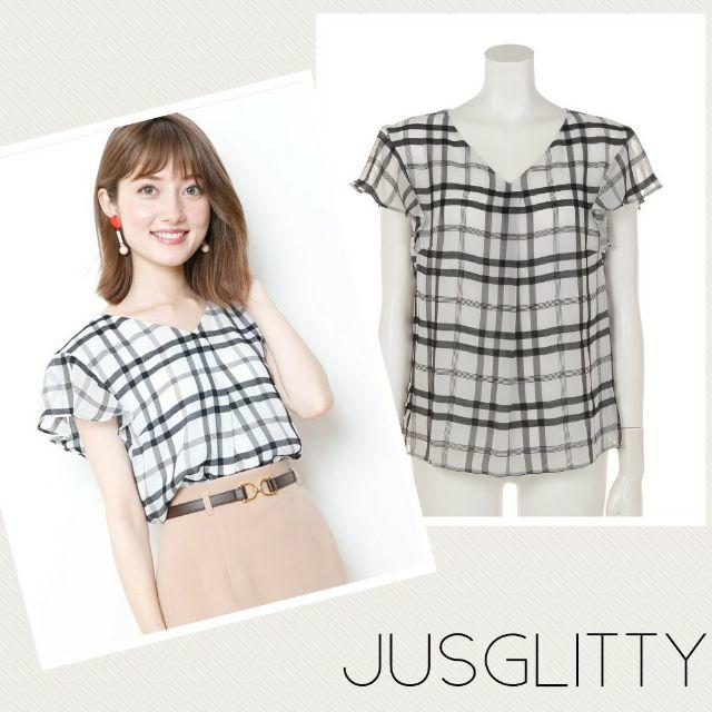 【新品】JUSGLITTY ☆ チェックラッフルブラウス