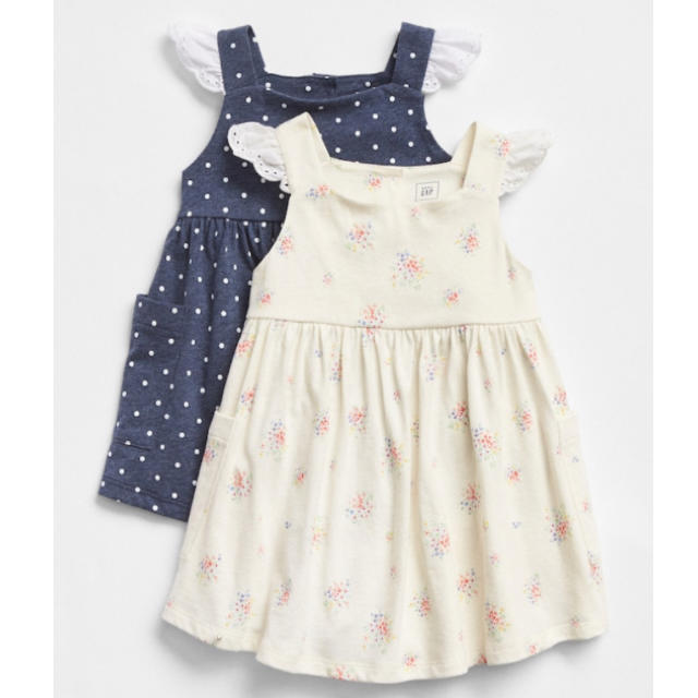 babyGAP(ベビーギャップ)の新品♡baby gap 80 フラッタースリーブドレス 2枚組 キッズ/ベビー/マタニティのベビー服(~85cm)(ワンピース)の商品写真