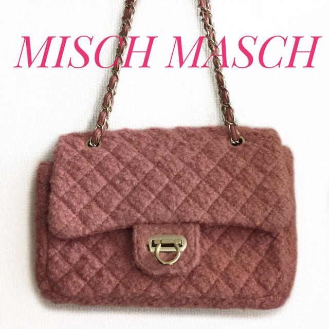 MISCH MASCH(ミッシュマッシュ)のミッシュマッシュ【美品】ゴールドチェーン モヘア ハンドバッグ ピンク レディースのバッグ(ハンドバッグ)の商品写真