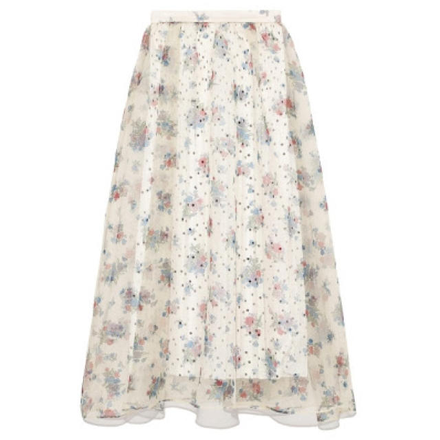 Lily Brown(リリーブラウン)のLily Brown シアーフラワーボリュームスカート OWHT レディースのスカート(ロングスカート)の商品写真