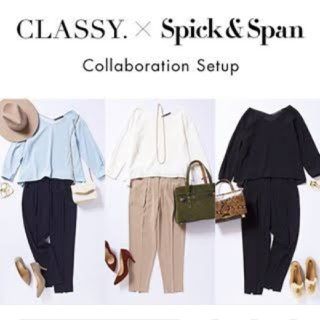 スピックアンドスパン(Spick & Span)のSpick & Span CLASSY トリアセ セットアップ  黒 38 (セット/コーデ)