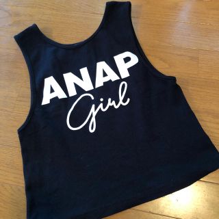 アナップ(ANAP)の美品 ANAP girl ノースリーブ 黒(Tシャツ/カットソー)