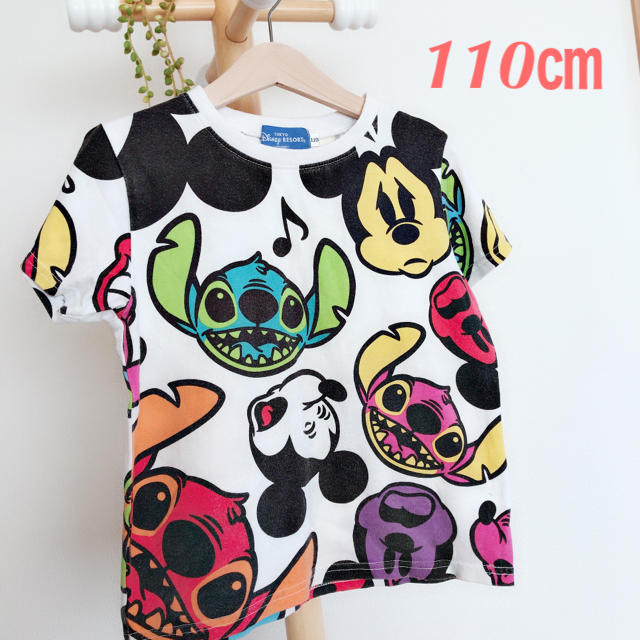 Disney(ディズニー)のディズニー ミッキー スティッチ 総柄Ｔシャツ 110㎝ キッズ/ベビー/マタニティのキッズ服男の子用(90cm~)(Tシャツ/カットソー)の商品写真