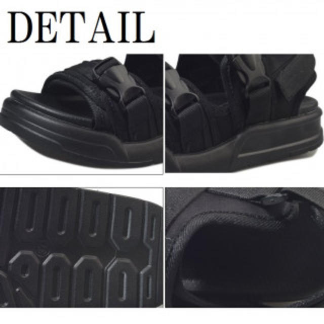 ♥人気♥スニーカーサンダル スポサン 厚底 痛くない ペタンコ 黒24.5cm レディースの靴/シューズ(サンダル)の商品写真