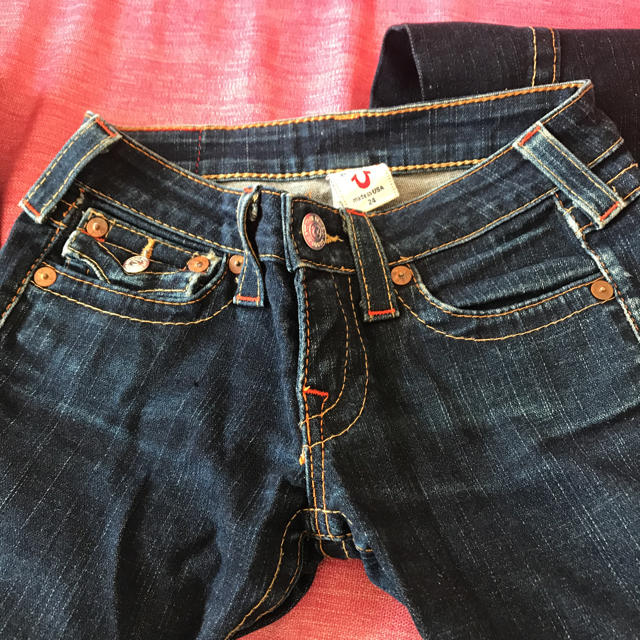 416【美品】TRUE RELIGION デニム ダメージ ジーンズ 刺繍-
