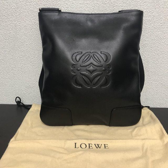 ロエベ ショルダーバッグ 黒 レザー アナグラム