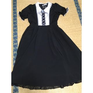 アクシーズファム(axes femme)のaxes femme♡ 襟レースブロッキングワンピース黒（新品）(ロングワンピース/マキシワンピース)