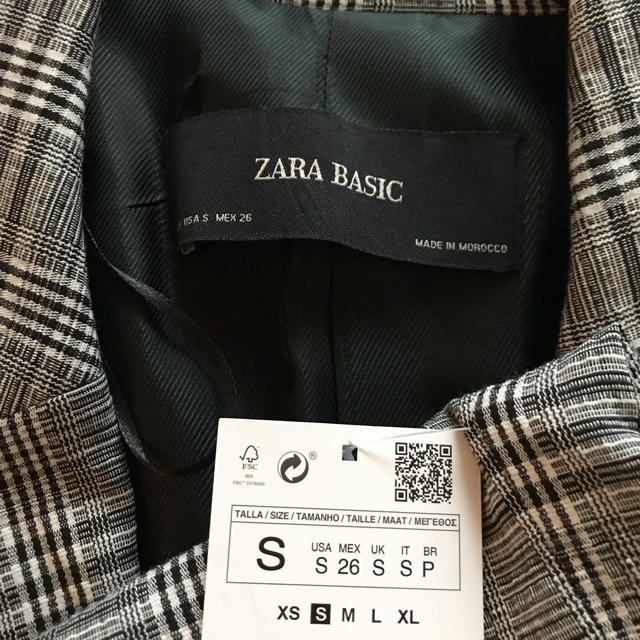 新品☆ZARA BASIC ザラ タイベルト付きチェック柄ブレザージャケット