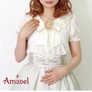 アマベル(Amavel)のアマベル❁カメオブローチ付　W衿リボンタイ半袖ブラウス(シャツ/ブラウス(半袖/袖なし))